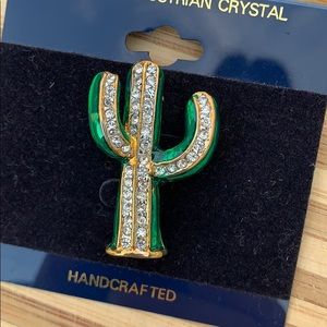 Vintage Cactus Pin Brooch Austrian Crystal